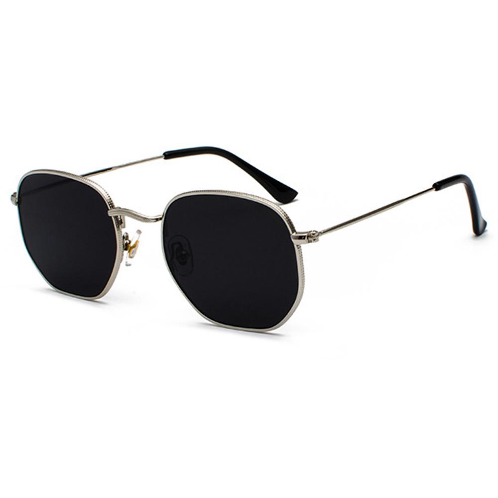 UV400 Glasses Metal Frame Driving Sun Glasses Polygon Mirrored Lens Sunglasses for Men and Women Small Square Sunglasses