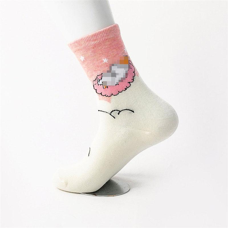 Nou trend șosete de damă din bumbac cu desene animate în dungi, șosete medii confortabile și respirabile pentru bărbați și femei