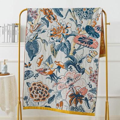 90x180cm Floral Large Bath Towel 100%Pure Cotton Gauze Enlarged and Thickened Bath Towel Travel Shawl Office Lunch Break Blanket Sofa Towel