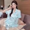 Elegant Butterfly Literary Aesthetics Women Pajamas Summer New Home Sleepwear Light Blue Fresh Short Sleeve+shorts Set
