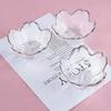Nordic Style Glass Sakura Disc Gold Inlay Flower Candle Holder Creative Sauce Bowl  Ice Cream