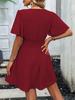 Summer Deep V-Neck Ruffle Sleeve Ruched Dress