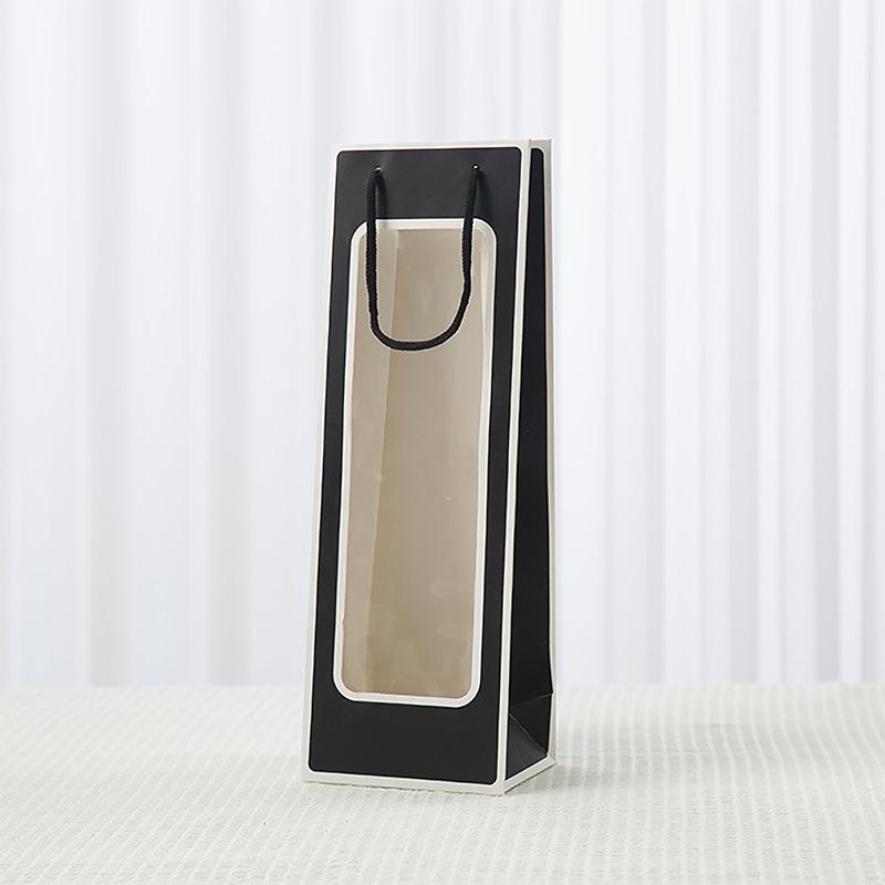 

Сумка-тоут для одной бутылки красного вина нового стиля, прозрачная ПВХ-вставка, крафт-бумага, цветок-кукла, прямоугольная подарочная упаковочная сумка A8