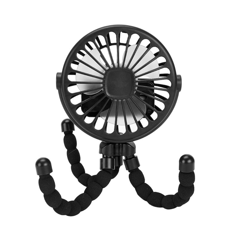 

5 in 1 Baby Strollers Cooling Fan with Night Light Function, Adjustable 3 Speed USB C Rechargeable Fan Phones Stand 1 чорний