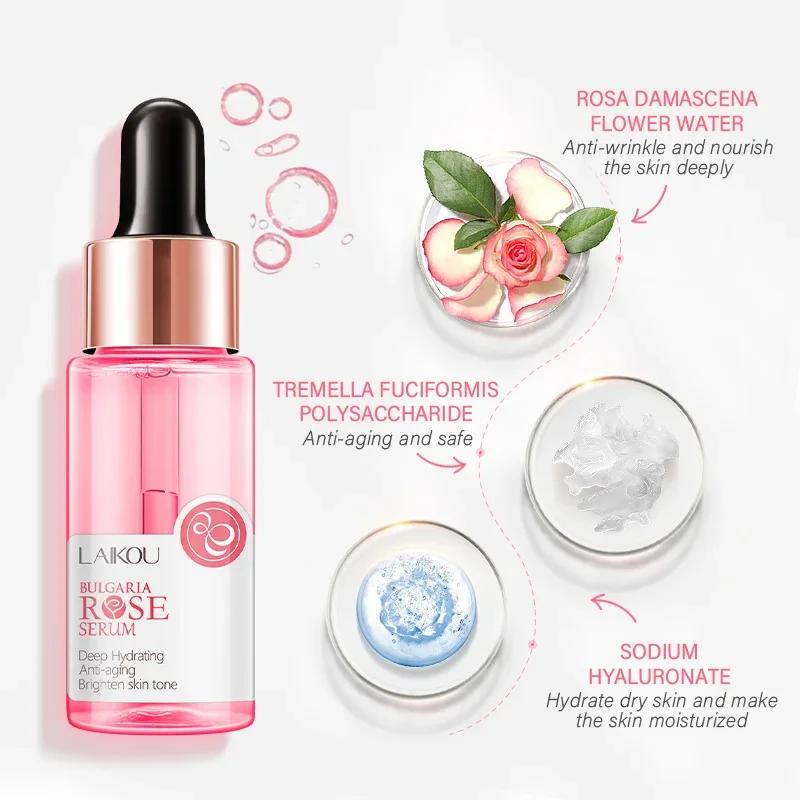 LAIKOU Bulgaria Rose Face Serum Facial Original Nourish Essense Brightening Rejuvenation Deep Moisturizing Serum Skin Care 30ml