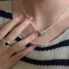 S925 Sterling Silver Niche Design Sense Letter Black Agate Necklace Simple Fashion Personality Round Collarbone Chain