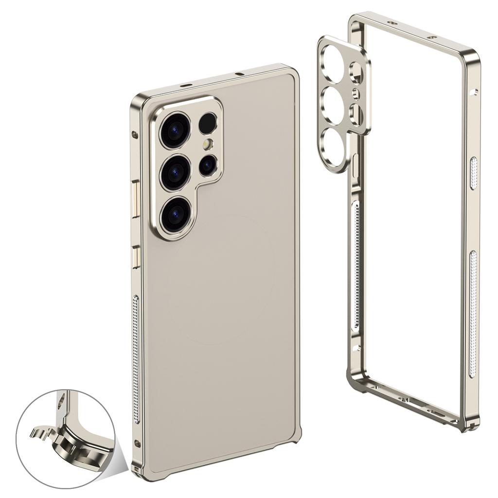 Pro Samsung Galaxy S23 Ultra Kryty typu Bumper Kovový Rám Kryt s Odvodem Tepla s Ochranným Sklem na Čočku Fotoaparátu
