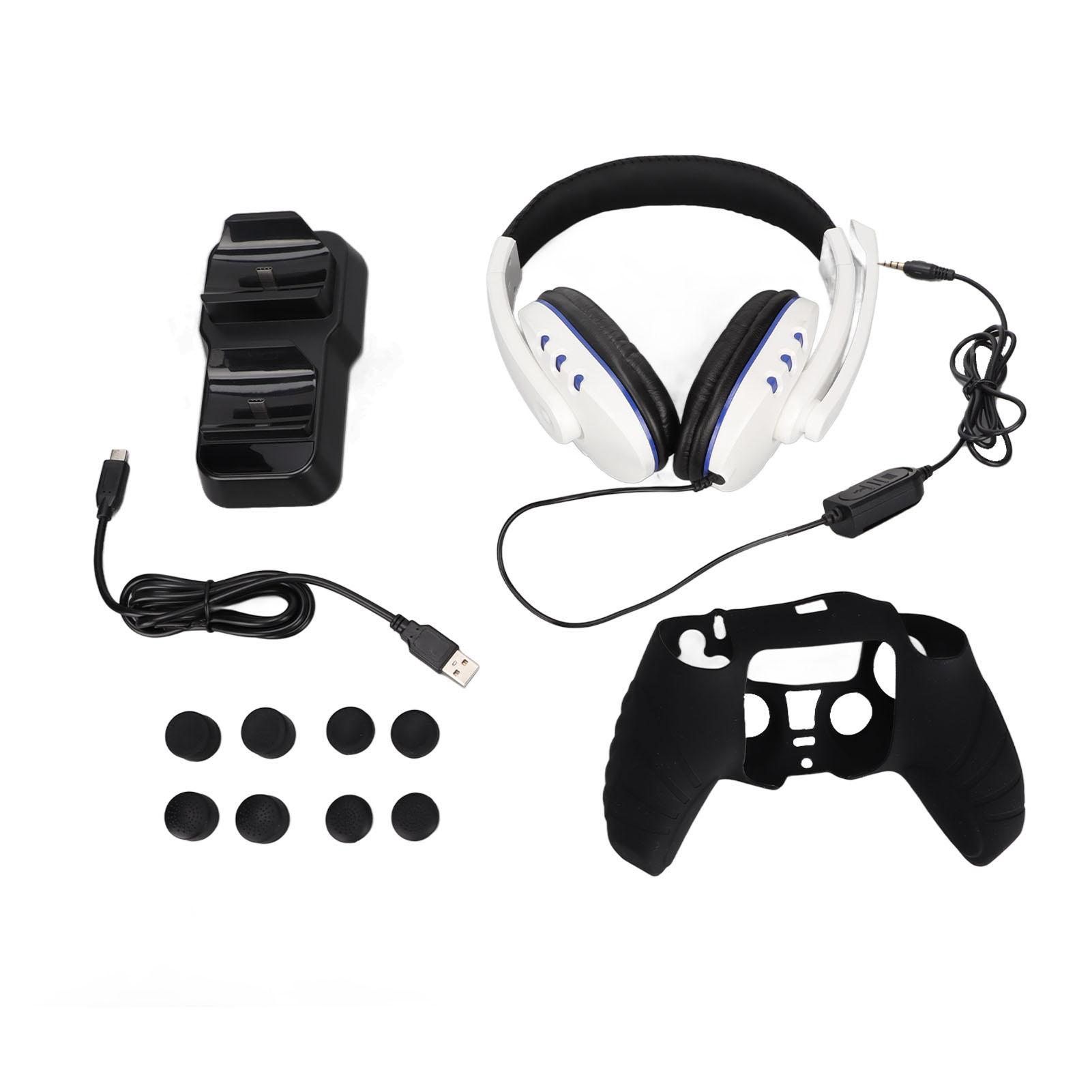 

For PS5 Controller Accessories 12 in 1 Gaming Headset Dual Charging Station Protective Case Thumb
