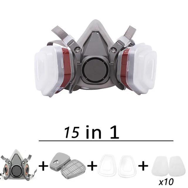 Gas-Proof Half Face Mask 6200 Series with 6001 2091 5n11 Filters for Chemical Organic Gas Protection Combination