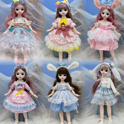 30cm 1/6 Girls BJD Hinged Doll with Clothes 23 Joints Movable Princess Dress Up Birthday Gifts DIY Dollhouse Toy