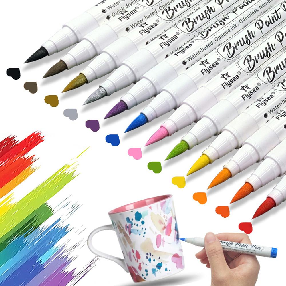 

FLYSEA FS-2BR 18Pcs/Box Water Based Marker Paint Pens Soft Tip Color Acrylic Paint Pens Type A