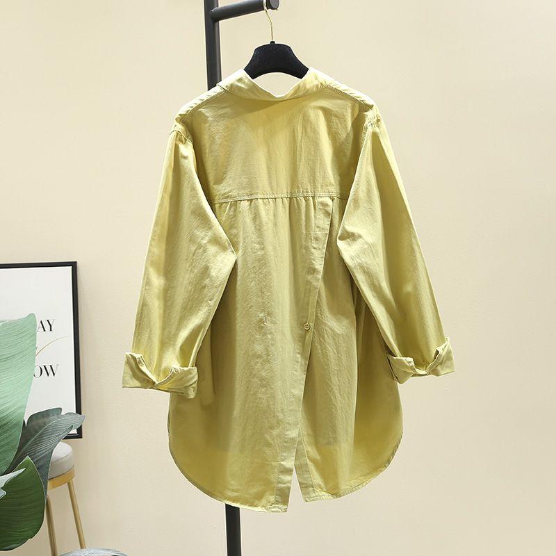 Plus Size Irregular Back Split Casual Elegant All-Match Loose Shirts And Blouses Women Solid Button Pocket Youthful Clothes Top