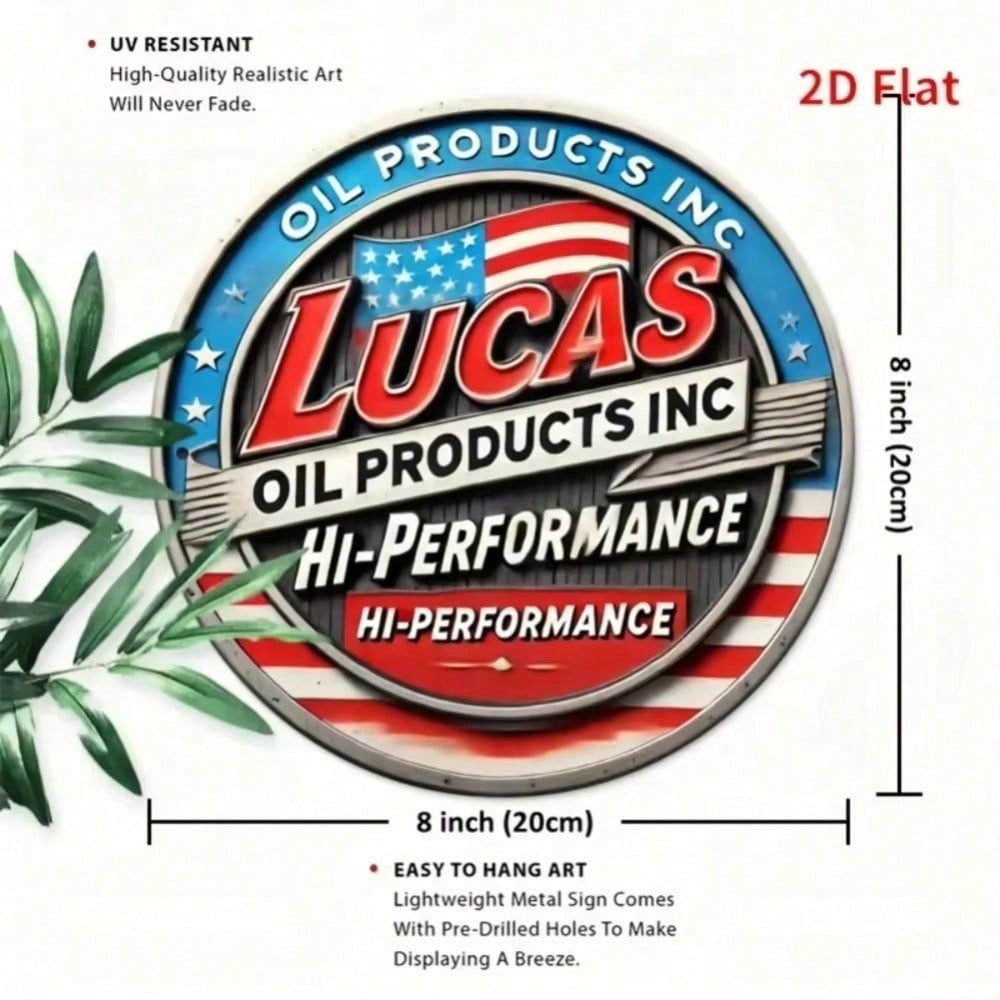 

Robust Kexle Lucas Oil Logo Metal Tin Sign for Garage Auto Shop Gas Station Wall Decor 20x20 різнокольоровий