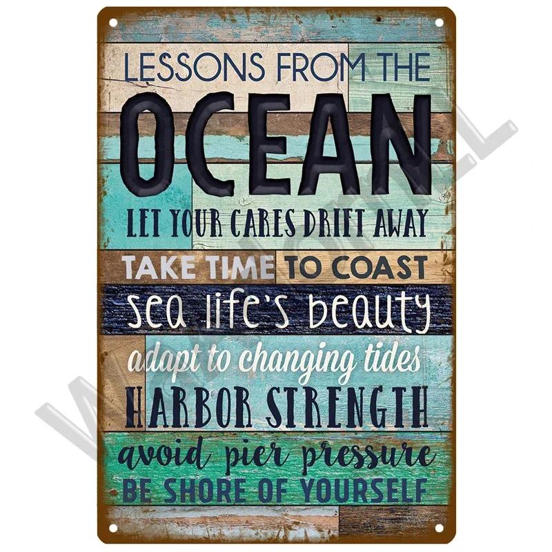 Beach Tin Sign Plaque Metal Summer Sign Metal Plate Wall Decor For Beach Bar House Surf Club Decorative Iron Painting Poster