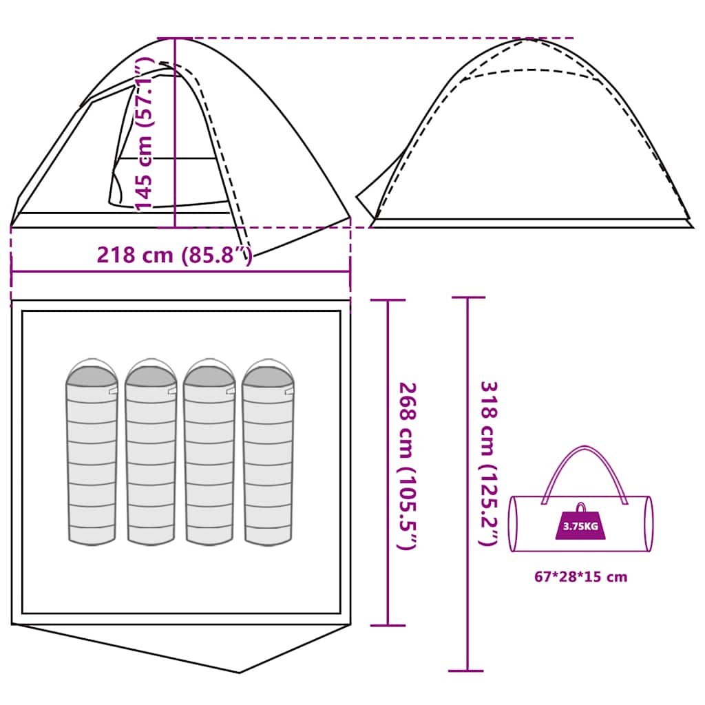 Dome Tent for 4 Persons Camouflage Waterproof