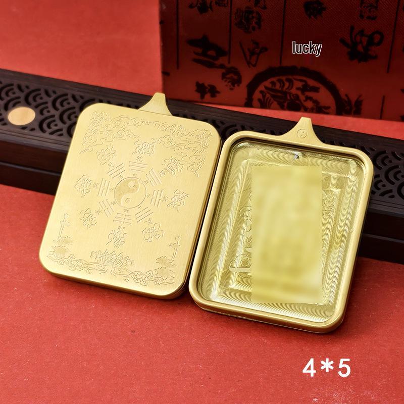Tibetan Thangka Gold Necklace: Non-fading, Waterproof GAU Box Pendant, Multi-size Options
