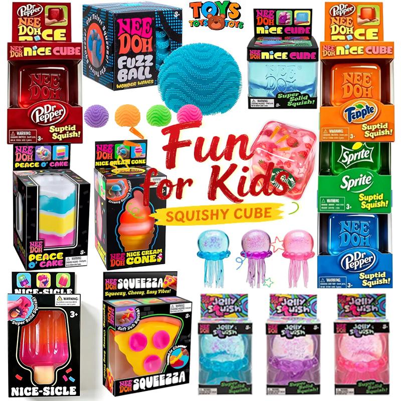 Interesting Toys Schylling Needoh Complete Fidget Toy Super Popsicle/Jellyfish/Ice Cube/Fuzz Ball Slow‑Rebound Squish Toys For Kids & Adults