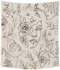 Abstract Woman Face Tapestry Floral Leaves Butterfly Art Line Lady Beige Black Flower Aesthetic Modern Sketch Minimalist Simple