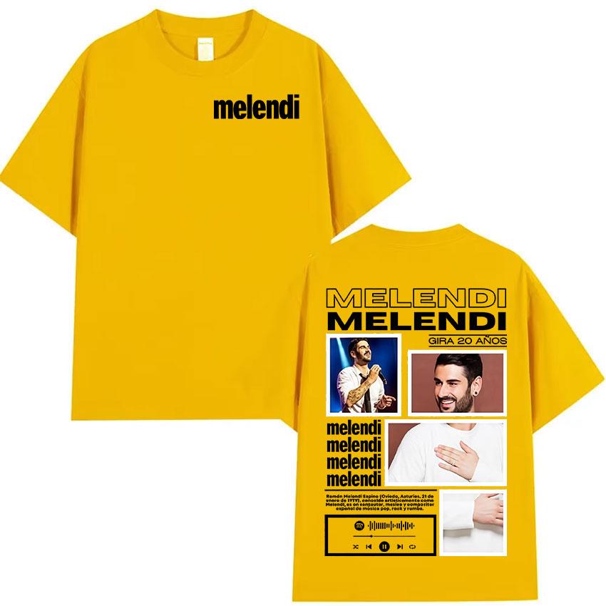 Rappeur Melendi Tournée 2025 Album Merch T-shirts Homme Vintage Coton Surdimensionné T-shirt Y2K Décontracté Haute Qualité Manches Courtes T-shirt