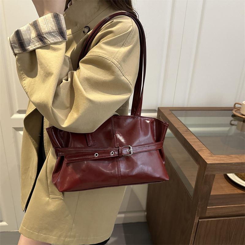 Large Capacity Women's Shoulder Bag Tote Commuter Bag Simple Vintage Cross-Border New Style Bags Versatile Sensati Bolso