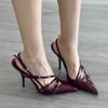 Damenmode Baotou High Heels Herbst Neue spitze flache Mund Lackleder Gürtelschnalle Ferse Sandalen