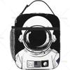 Astronaut Print Tote Lunch Bag for Women Men Handheld Aluminum Foil Thickened Insulated Box with Pocket for Work School Travel