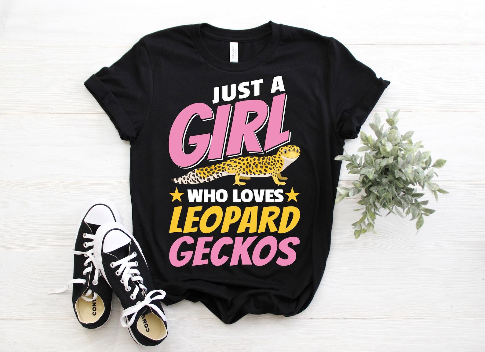 Just a Girl Who Loves Leopard Geckos T-Shirt, Funny Cute Gecko Pet Gift, Wildlife Lizard Lover Birthday Party Present, Zoo Studying Reptiles 120