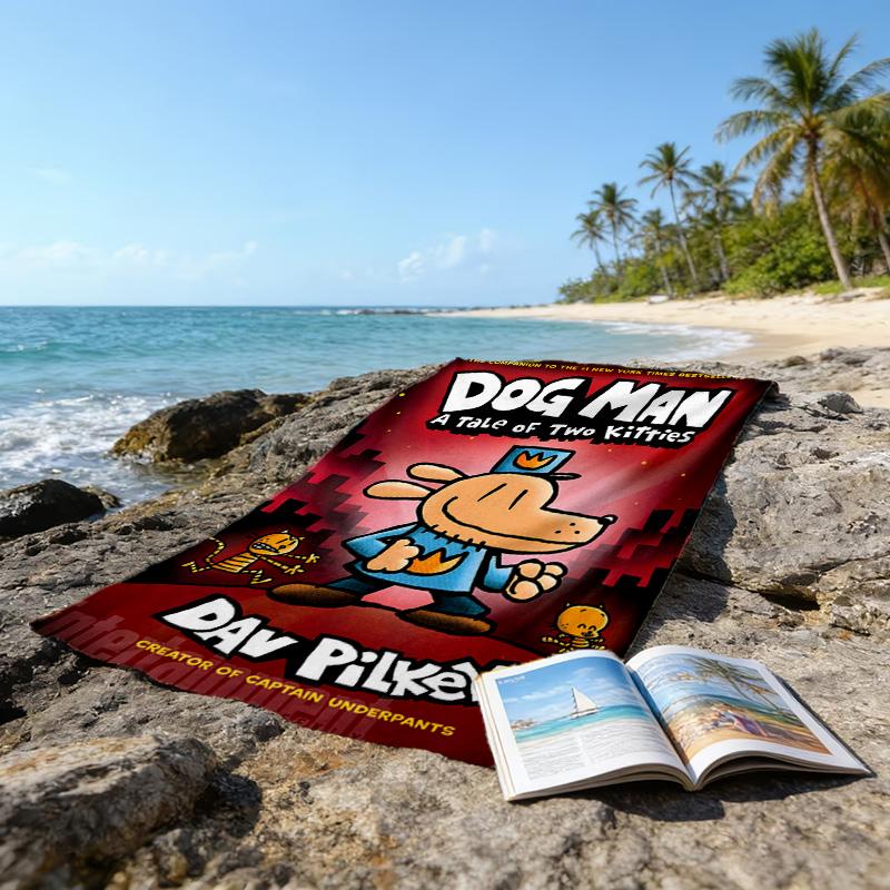 1pc DogMan2 Beach Towel, Beach and Seaside Swimming Pool Equipment, Fashion Pattern, Rectangular, Travel Essentials