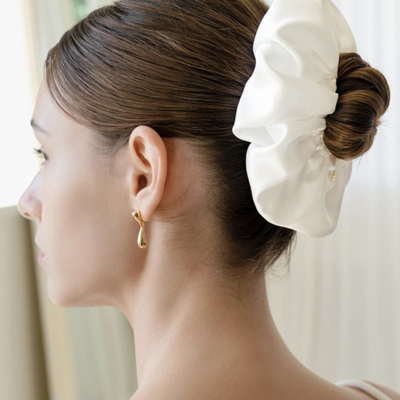 HAS HDM004 Classic big shirring satin scrunchie