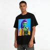 Cyberpunk Frankenstein Style Printed Top Trendy Green Skin Purple Braid Streetwear Casual T-Shirt Pure cotton T-shirt