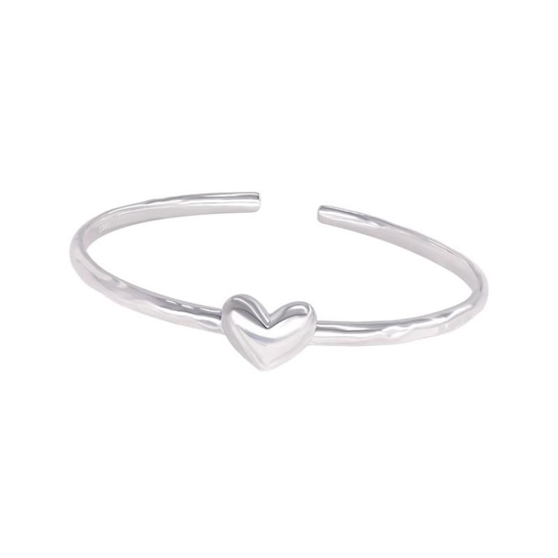 PANJBJ 925 Sterling Silver Love Heart Bracelet for Women Irregular Simple Texture Versatile Jewelry Birthday Gift Wholesale