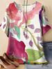 Women's T-Shirt Floral Graphic Tee Oil Painting Style Fashion Casual Short Sleeved O-Neck Tops Prints Summer Y2k Woman Clothes
