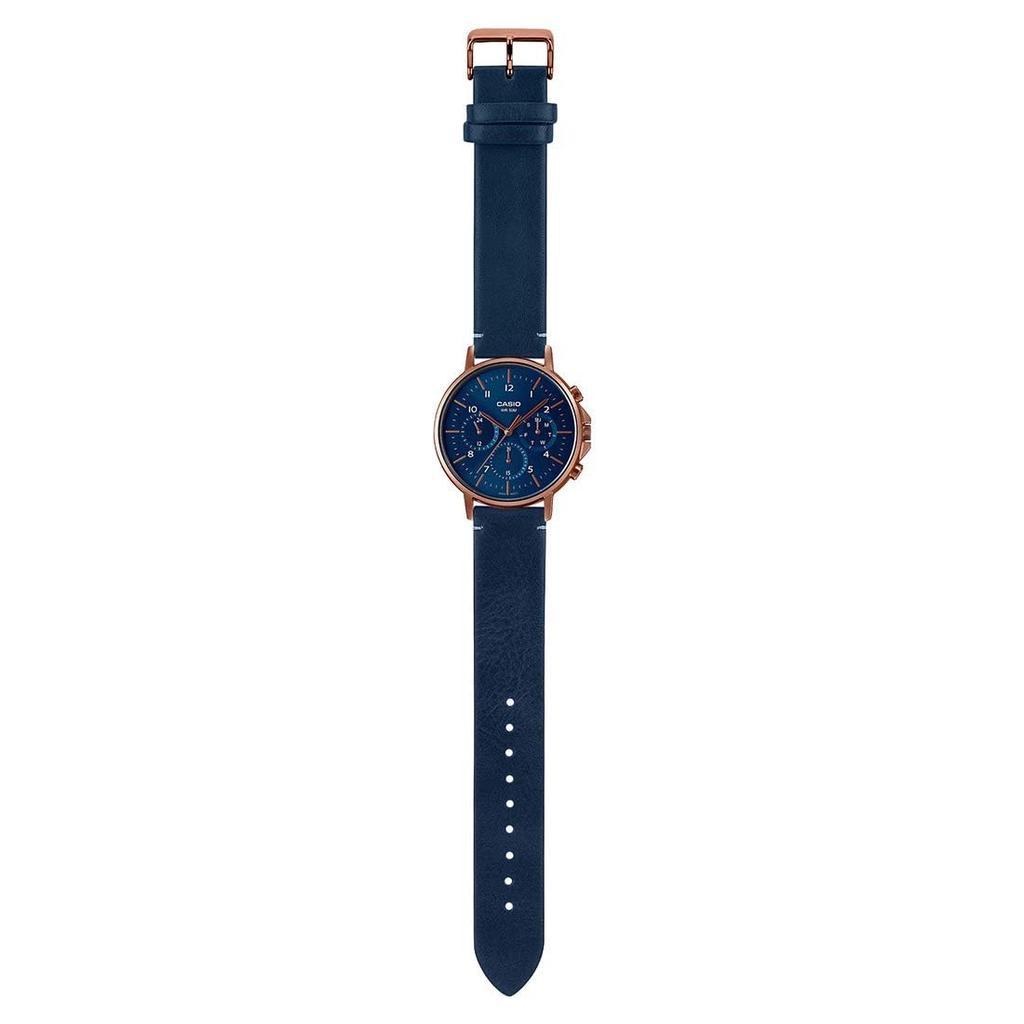 Casio Watch Blue Rose Gold 50 X X Strap Men's - MTP-E321RL-2AVDF Dial, Band, Blue, 44.7 10mm,
