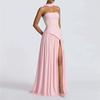 Sexy Trägertop-Kleid Für Damen Mode Sommer Einfarbige Rückenriemen Hoher Schlitz Taille Party-Schal Neue Kleider Für Damen