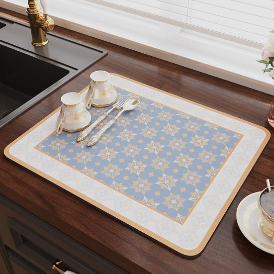 Placemat Retro Printing Rapid Absorption Coaster Non-Slip Base Easy To Clean Minimalist Design Coffee Cup Mat