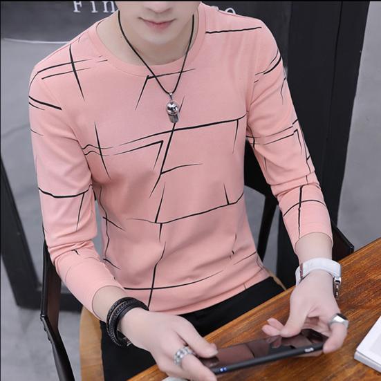 Herren T-Shirt Langarm Rundhals Pullover Weich Junger Stil Warm Bequem Rundhalsausschnitt Lässig Frühling Oberteile für den täglichen Gebrauch