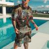 3D Printing Oversized Trend T-shirt Novelty Suit Harajuku Leisure Mature Short Sleeve Set Mature Large Size Loose Menswear
