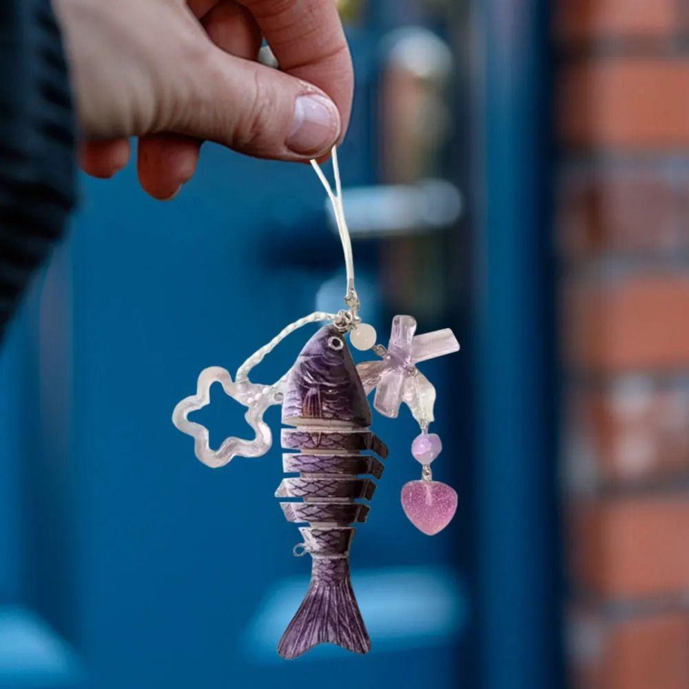 Simulated Handmade Fish Keychain Acrylic Fish Phone Lanyard Fish Star Pendant  Gifts for Friend
