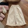 Baby Girls Autumn Pants Bowknot Printed Toddler Girls Trousers Elastic Waist Kids Baby Girls Straight Leg Pant