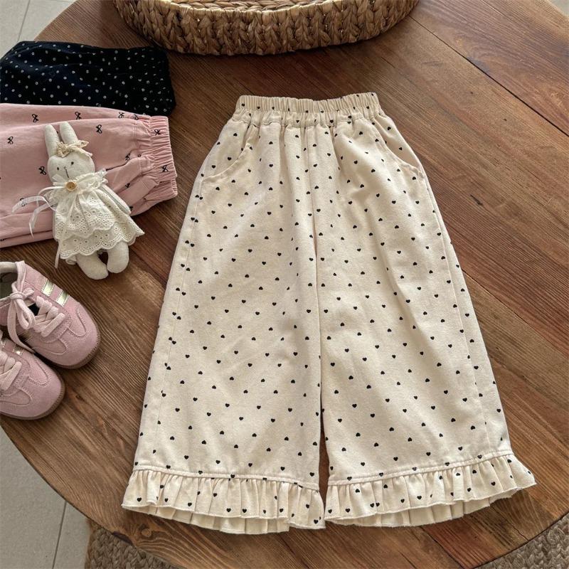 Baby Girls Autumn Pants Bowknot Printed Toddler Girls Trousers Elastic Waist Kids Baby Girls Straight Leg Pant