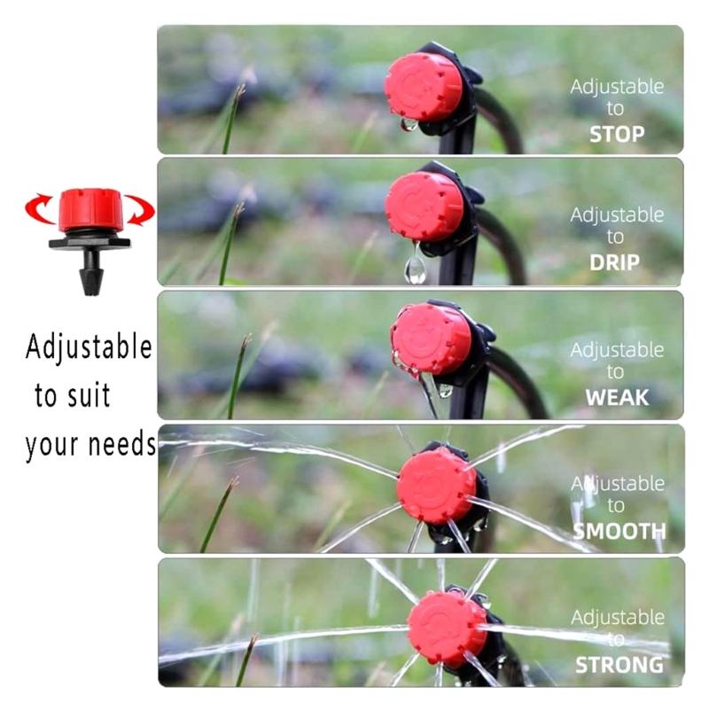 100 Stück Einstellbarer Mikro-Tropfer 100 Stück T-Verbinder 100 Stück Garten-Schlauch Erdanker Tropfsystem Automatisch