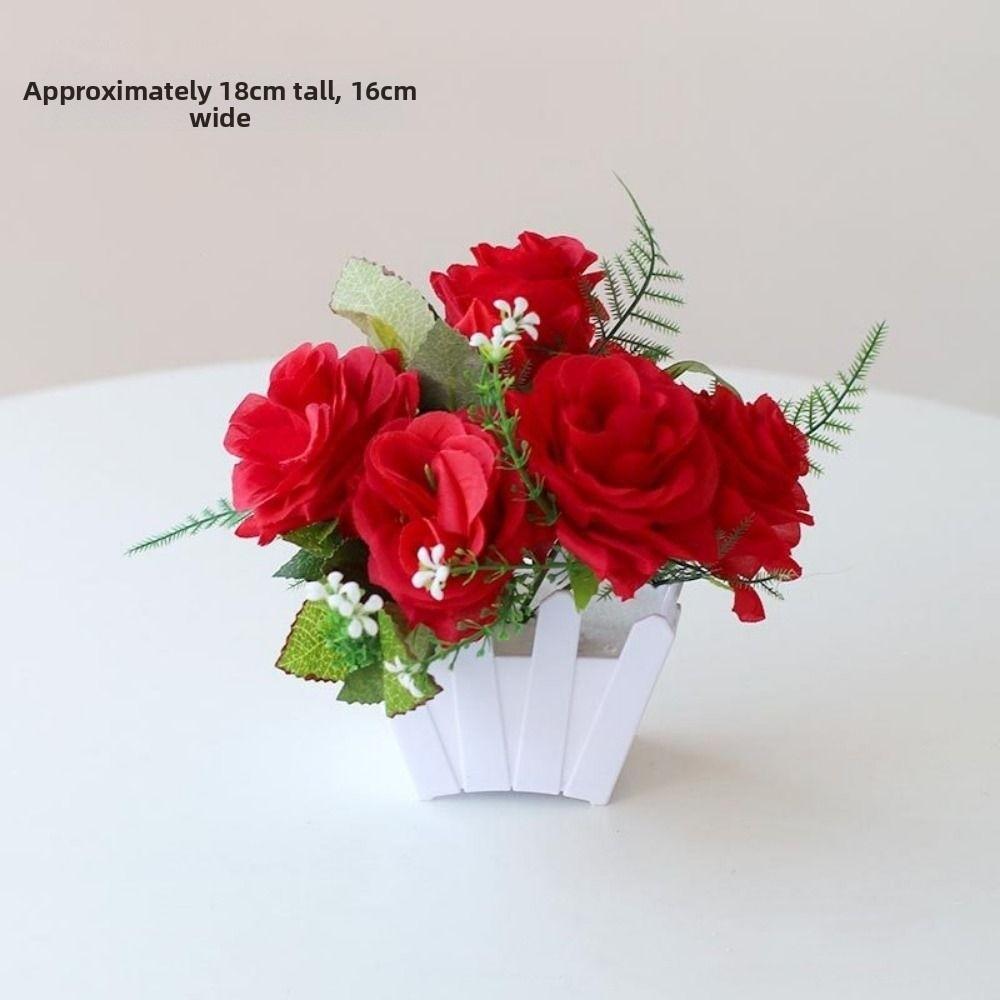 

16~22cm Artificial Flowers 10 Styles Fake Flower Potted High Quality Simulation Plant Home Decor 9