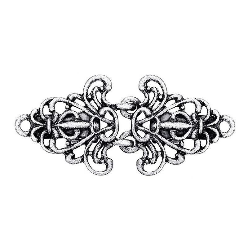 Hanfu Style Fur-Trimmed Coat with Frog Closure and Scarf Clip Brooch