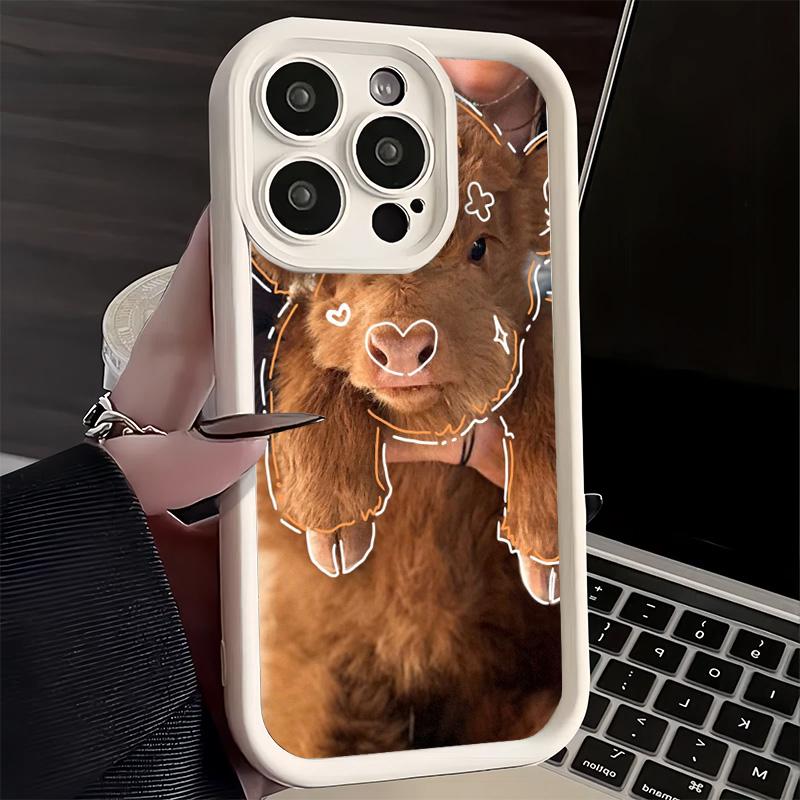 Phone Case for iPhone 17 Air 16E 15 16 Pro Max Cute Highland Cow Cover 14 Plus 13 12 Mini Soft Shell Silicone Fundas
