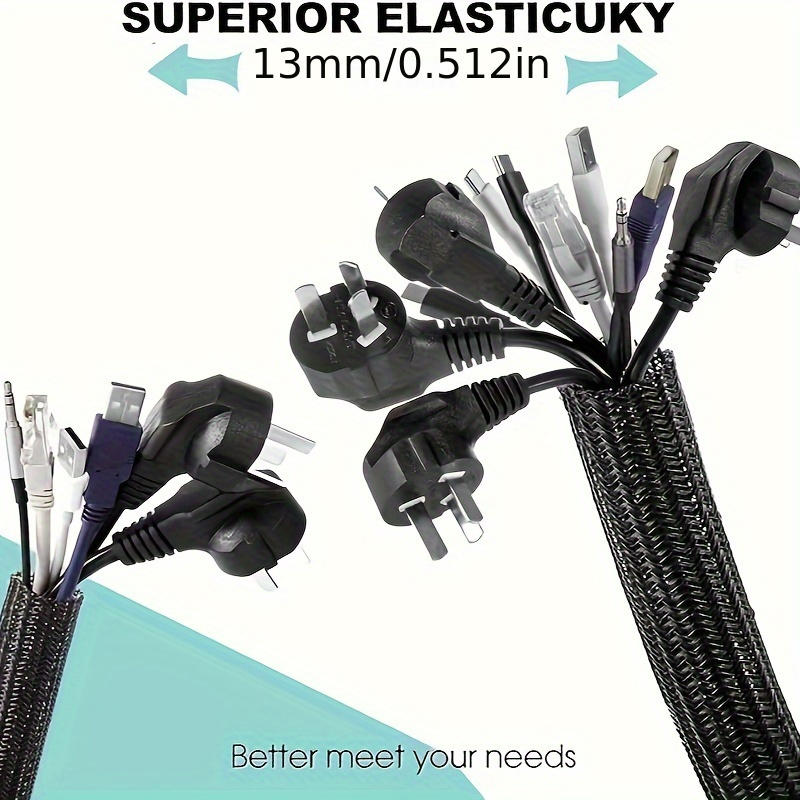 2M Braided Cable Sleeve Wrapping Cable Casing Cable Sleeves Wire For Desk PC TV Wire Protector Cable Wrap Covers