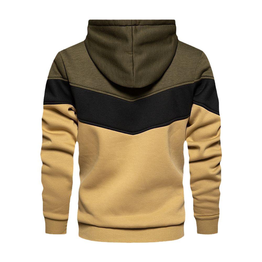 Men's Color Block Hooded Sweatshirt for Autumn/Winter Fashion