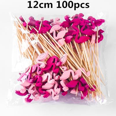 100pcs 12cm Fruit Cocktail Pick Stick Different Style Bamboo/PVC Buffet Cupcake Toppers Bar Tools Barware