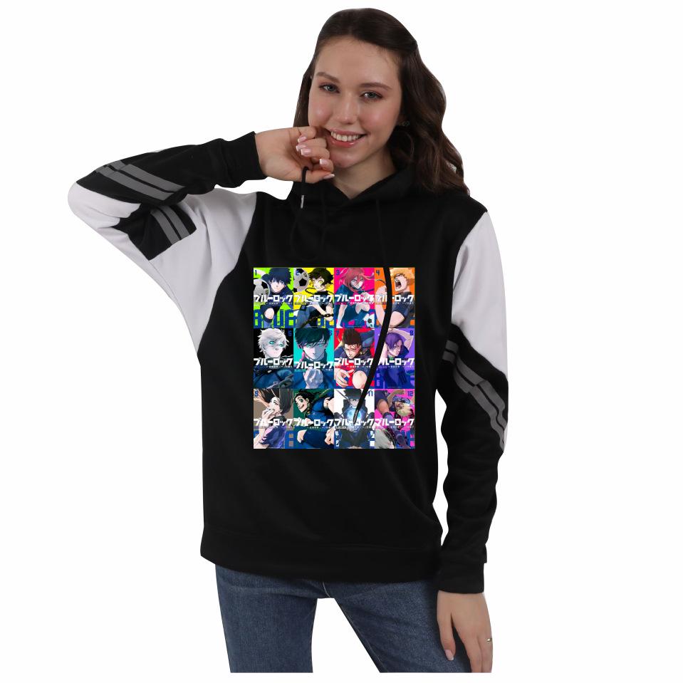 Blue Lock Anime Colorblock Hoodie mit Fleece für Damen und Herren - Herbst/Winter