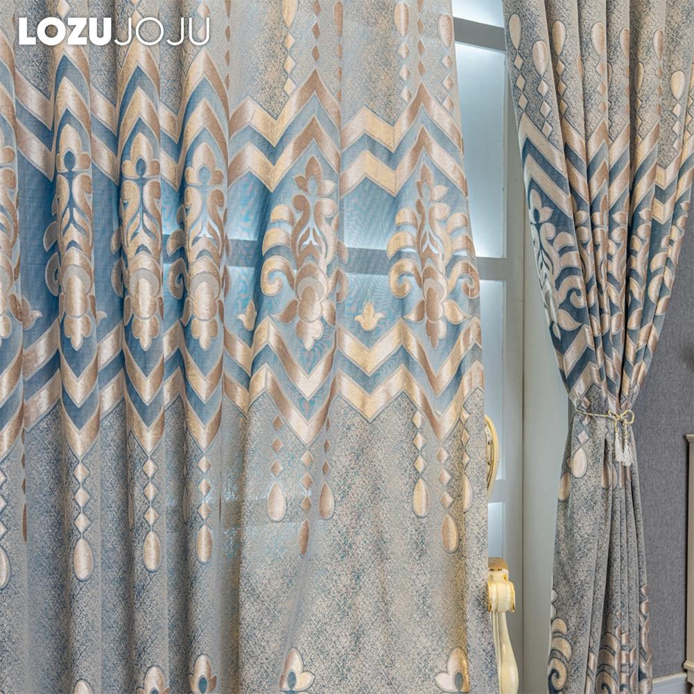 1PC LOZUJOJU 40-70% Blackout European Hollow Jacquard Comfortable Curtains for Living Room Bedroom Home Decor