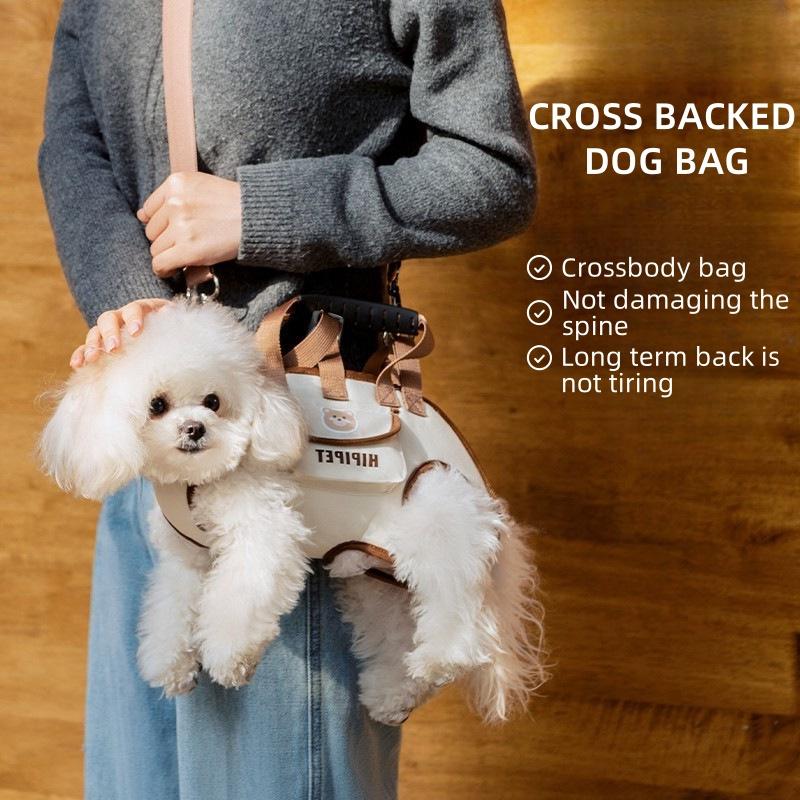 JOYBLISS Pet Dog Diagonal Cross Handbag Cravel Bag with Harnesses Clip Adjustable Shoulder Handheld for Hiking Daily Use
